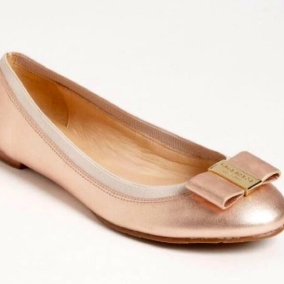 Women's Kate Spade Rose Gold Flats with Bows Sz 6M - Picture 2 of 10